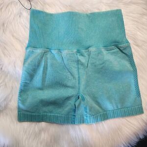 Stone Washed Seamless High Waisted Shorts,
